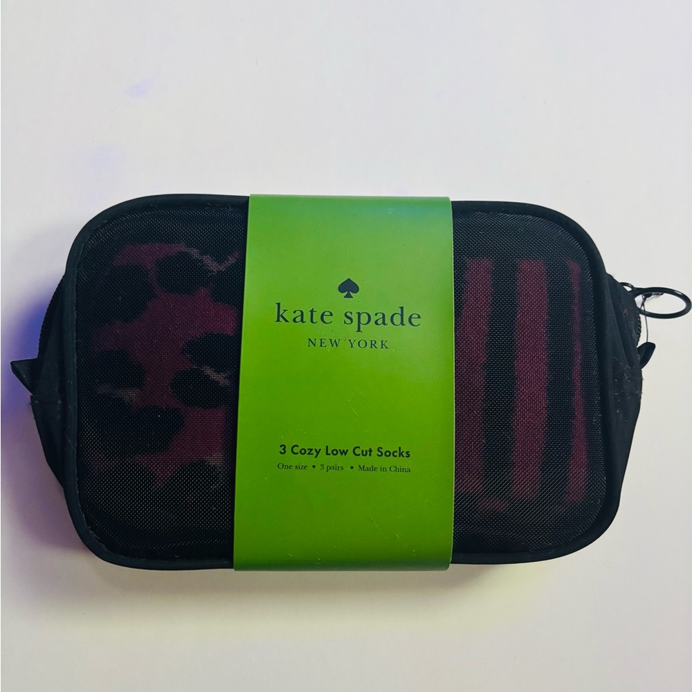 Kate Spade | Pack of 3 Cozy Low Cut Socks One Size Holiday Set Pink & Black NWT